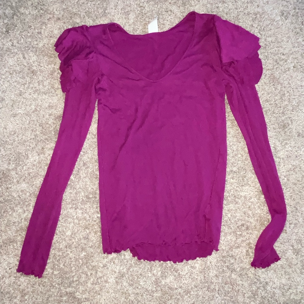 Free People ruffle detail pink top